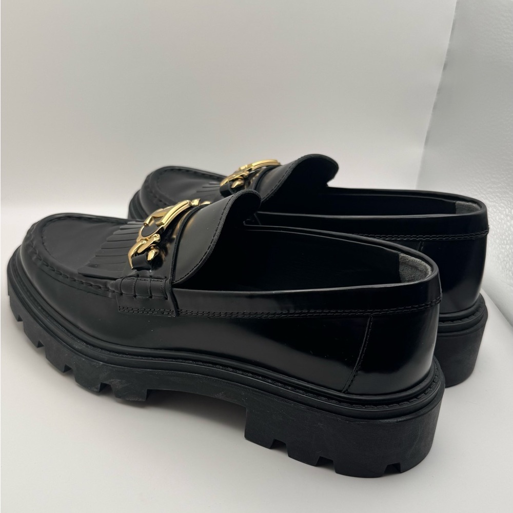 Tod's Fringed Loafers in Black Leather- size 37.5 - Picture 9 of 11